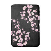 Bloemen Kersenbloesems ROZE Zwart Badmat (Voorkant Verticaal)