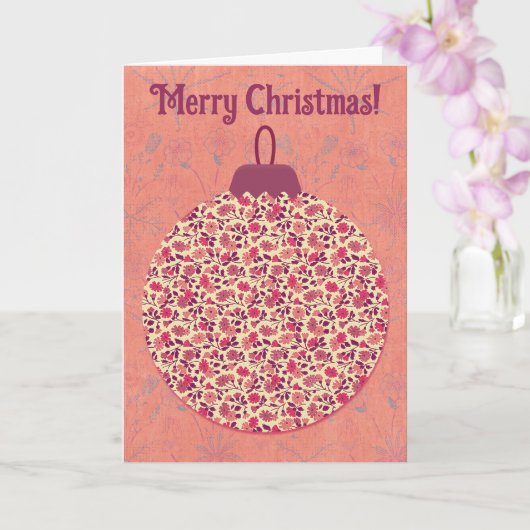 Bloemen Kerst Ornament Kunst in Roze Kaart (Orchidee)