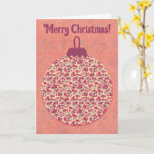 Bloemen Kerst Ornament Kunst in Roze Kaart (Gele Bloem)