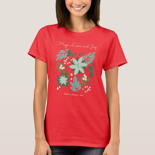 Bloemen Kerstfeest T-shirt (Voorkant)