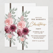 Bloemen Kerstfeest Uitnodiging Kaart (Voorkant / Achterkant)