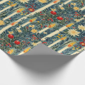 Bloemen kerstkaarsen cadeaupapier (Hoek)