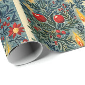 Bloemen kerstkaarsen cadeaupapier (Rol Hoek)