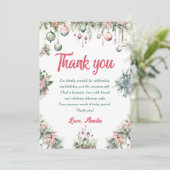 Bloemen Kerstmis Verjaardagsfeest Dank u kaart (Staand voorkant)