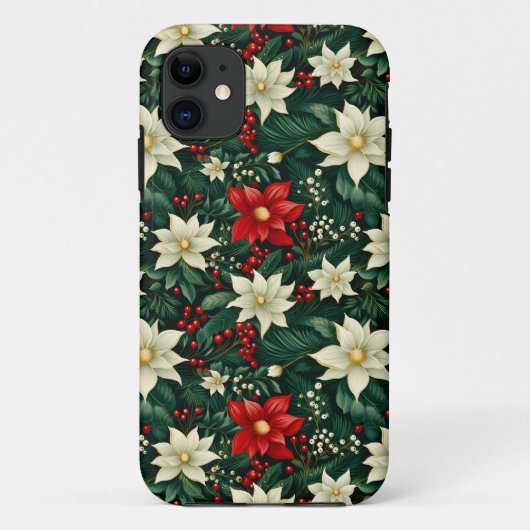 Bloemen kerstpatroon Case-Mate iPhone case (Achterkant)