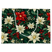 Bloemen kerstpatroon groot cadeauzakje (Achterkant)