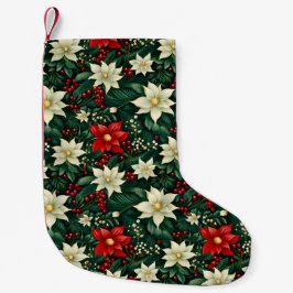 Bloemen kerstpatroon kleine kerstsok