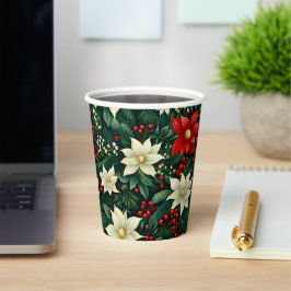 Bloemen kerstpatroon papieren bekers