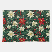 Bloemen kerstpatroon theedoek (Horizontaal)