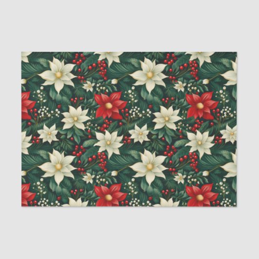 Bloemen kerstpatroon tissuepapier (Voorkant)