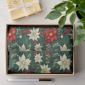 Bloemen kerstpatroon tissuepapier (Geschenk)