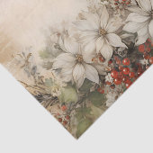 Bloemen Kerstwinter Ephemera Verouderd Tissuepapier (Detail)
