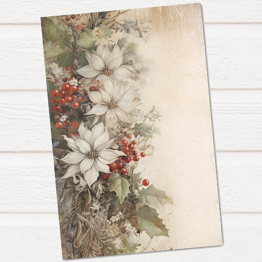 Bloemen Kerstwinter Ephemera Verouderd Tissuepapier