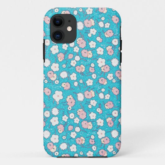 Bloemen Kijk in Turquoise Blauw Case-Mate iPhone Case (Achterkant)