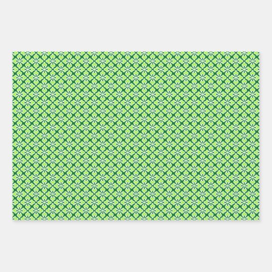 Bloemen Kimono print, pruim, jade, perzik inpakpap Inpakpapier Vel (Voorkant 2)