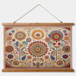 Bloemen Kind Volkskunst Muur Hangen Hangend Wandkleed
