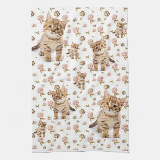 Bloemen Kittens Keuken Handdoek (Verticaal)