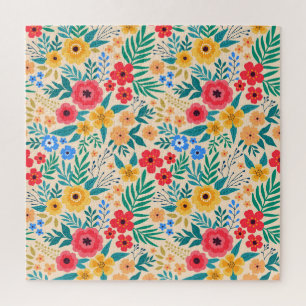  bloemen, kleine kleurrijke bloemen. legpuzzel