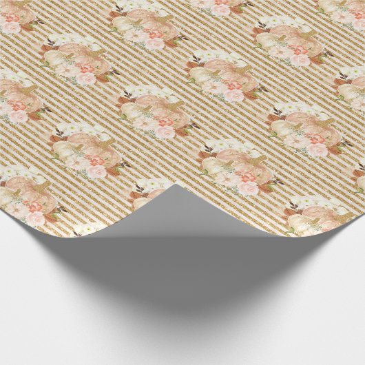 Bloemen Kleine Pompoen Baby shower Verjaardag Cadeaupapier (Hoek)