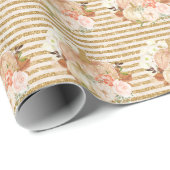 Bloemen Kleine Pompoen Baby shower Verjaardag Cadeaupapier (Rol Hoek)