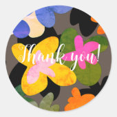 Bloemen kleurrijk patroon ronde sticker (Voorkant)