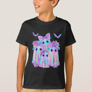 Bloemen Kleurrijke Ghosts Boo Coquette Bow Spooky T-shirt