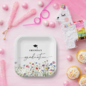 Bloemen kleurrijke Graduation Party papier bord (Feest)