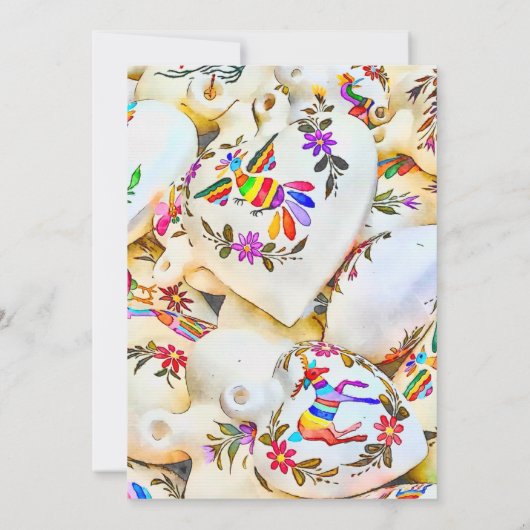 Bloemen Kleurrijke Harten Mexicaanse bruiloft Kaart (Achterkant)