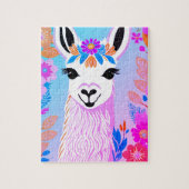Bloemen Kleurrijke Retro Llama Jigsaw Puzzel (Verticaal)