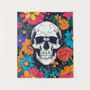 Bloemen Kleurrijke Skull Art Tapestry Wandkleed