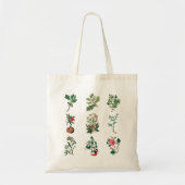 Bloemen, kleurrijke vruchten en afbeelding van gro tote bag (Voorkant)