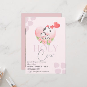 Bloemen koe blush roze baby meisje douche kaart