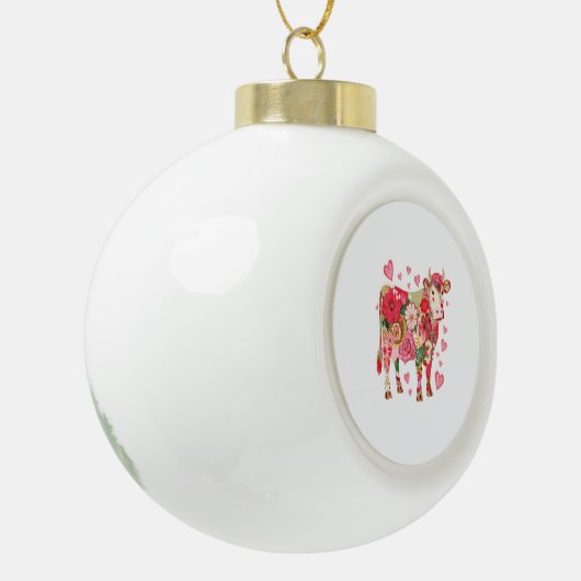 Bloemen Koe, Schattigee Koe Ontwerp Keramische Bal Ornament (Links)