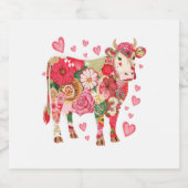 Bloemen Koe, Schattigee Koe Ontwerp Sparkling Wijnetiket (Enkel label)