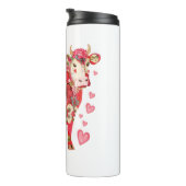 Bloemen Koe, Schattigee Koe Ontwerp Thermosbeker (Geroteerd rechts)