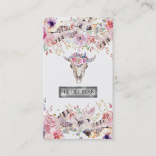Bloemen & Koe Schedel Rustiek Land Glam Boho Chic Visitekaartje