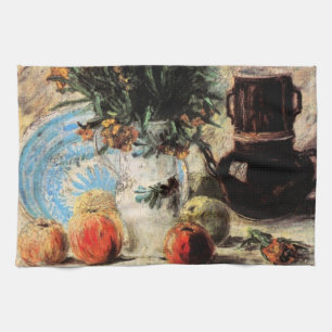 Bloemen, koffiepot en fruit door Vincent van Gogh Theedoek