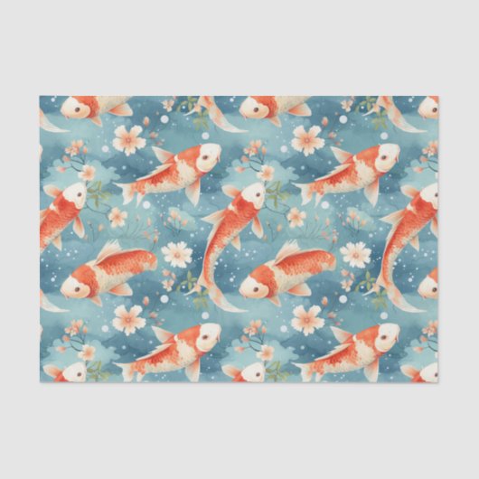 Bloemen Koi Fish Garden Decoupage Tissuepapier (Voorkant)