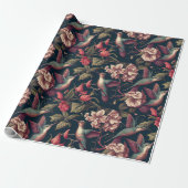 Bloemen & Kolibries Patroon Cadeaupapier (Uitgerold)
