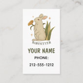 Bloemen Konijn Babysitter QR Code Visitekaartje (Voorkant)