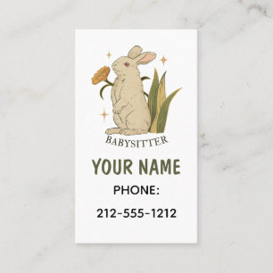 Bloemen Konijn Babysitter QR Code Visitekaartje