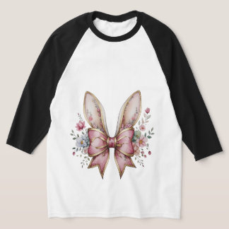 Bloemen konijnenoren met roze strik – Elegante Chi T-shirt