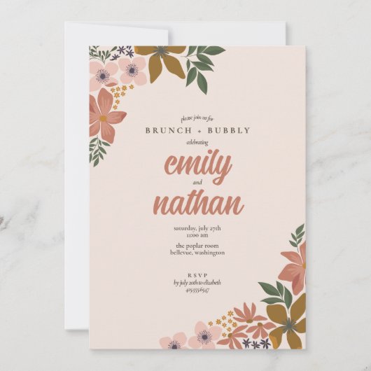 Bloemen koppels bruiloft brunch douche kaart (Voorkant)