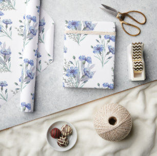  Bloemen Korenbloem blauwe waterverf Cadeaupapier