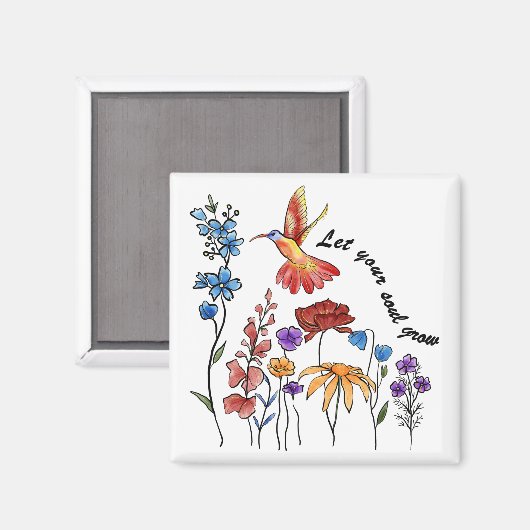 bloemen kotelvogel laat je ziel groeien magneet (Voorkant / Achterkant)