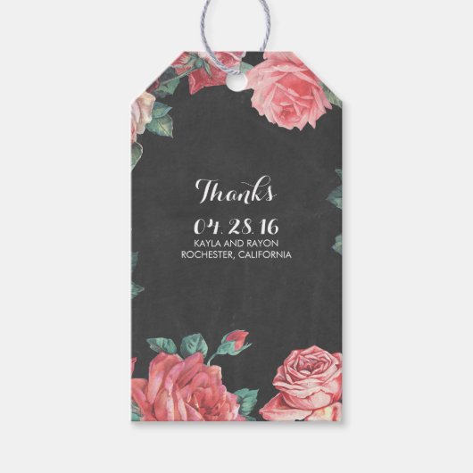 Bloemen  krijtbord bruiloft cadeaulabel (Voorkant)