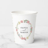 Bloemen Kroon Script Elegantie Trouwfeest Papieren Papieren Bekers (Achterkant)