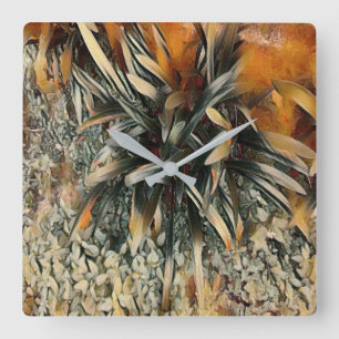 Bloemen Kunst Vierkante Klok