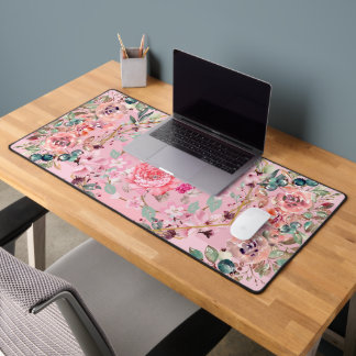 Bloemen kunstwerk, roze bloemenkrans bureaumat