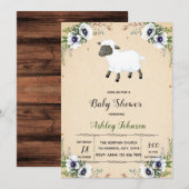 Bloemen lammetje babyshower uitnodiging (Voorkant / Achterkant)